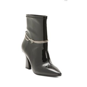 Charles by Charles David Lugo Chain Angled High Heel Bootie Black Women’s Size 5